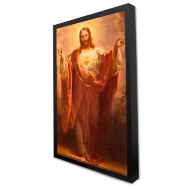 Imagem de Quadro Decorativo Coração de Jesus em Moldura Caixa - TaColado, 20 x 3