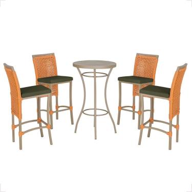 Imagem de Mesa Bistro E 4 Banquetas Roma Fendi Corda Náutica 13 Trama Terra Cota