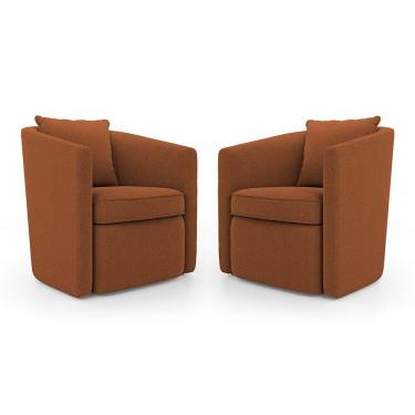 Imagem de Kit 02 Poltronas Decorativas Sala de Estar Aimê Bouclê Terracota - Abmaza