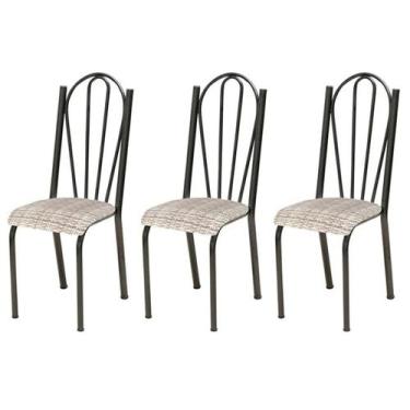 Imagem de Kit 03 Cadeiras Tubular Cromo Preto 021 Assento Rattan - Artefamol, Cr