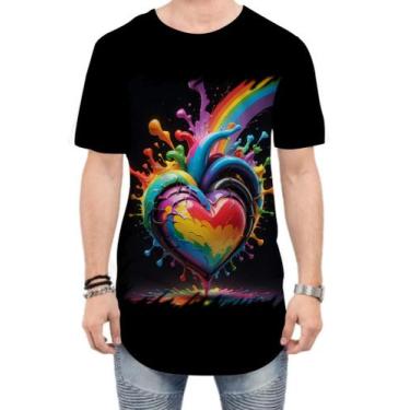 Imagem de Camiseta Longline do Orgulho LGBT Coração Amor 7 - Kasubeck Store®, M