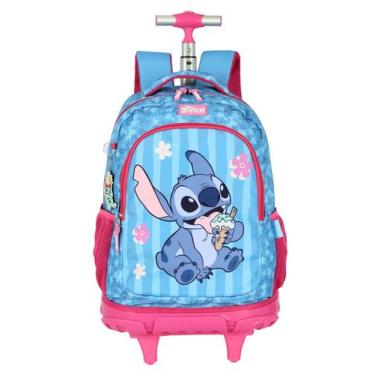 Imagem de Mochila LILO STITCH Costas e Rodas Luxo Resistente Original, Pink