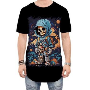 Imagem de Camiseta Longline Caveira Infantil Estilosa Unif 9, G