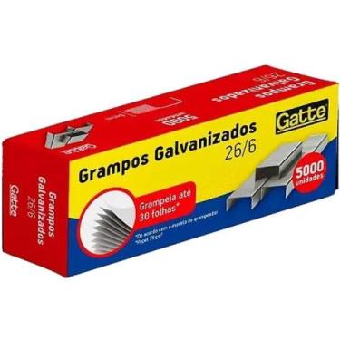 Imagem de Grampo para Grampeador 26/6 Galvanizado 5000 Grampos Caixa - Make+