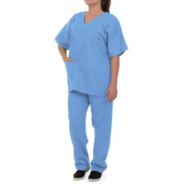 Imagem de Pijama Cirúrgico Oxford Azul Bebê Não Amassa Seca Rápido Artipé - ARTI