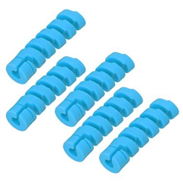 Imagem de SPYMINNPOO 5 peças de envoltório de cabo espiral para bicicleta, capa protetora de borracha para proteção de moldura de proteção de bicicleta para câmbio de bicicleta (azul)