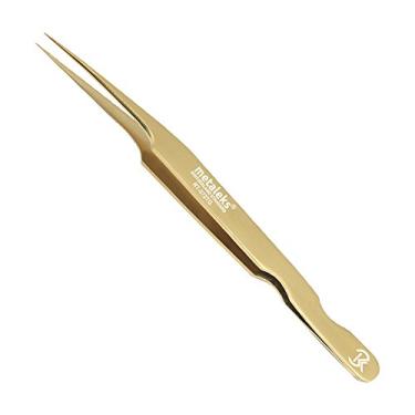 Imagem de Pinças douradas profissionais para extensão de cílios, feitas à mão, pinças de precisão japonesas (ponta oblíqua)