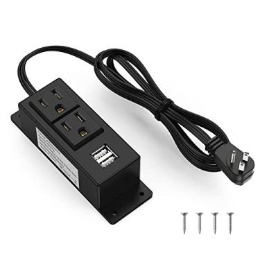 Imagem de Kungfuking Cabo de extensão 2 soquetes e 2 portas USB 6,56 FT (Preto)