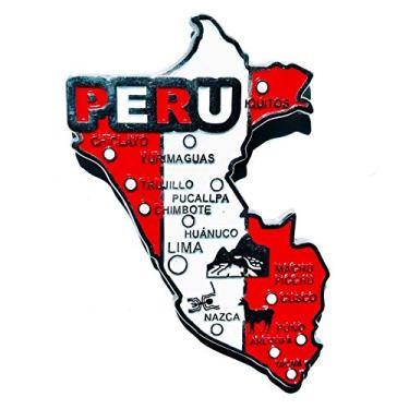 Imagem de Imã Peru – Imã Mapa Peru Bandeira Cidades Símbolos - Mapa Mundi Magnético - Imã Geladeira Peru