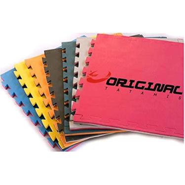 Imagem de ORIGINAL TATAMIS YAMAMURA KIT TATAMES EVA 4 PÇS 100 X 100 X 2 CM (1X1METRO X 20mm) COR AZUL E LARANJA TAPETE DE TATAMI JIU-JITSU BRASILEIRO