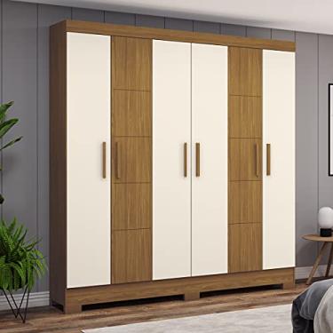 Imagem de Roupeiro Casal Com 6 Portas 2 Gavetas Sem Espelho B73 Nature/Off White - Briz Móveis