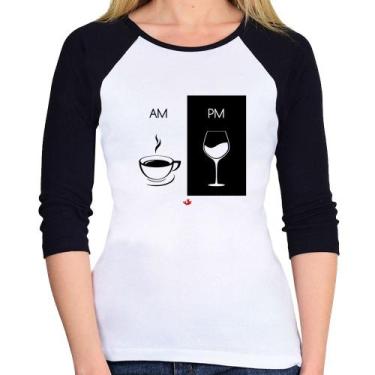 Imagem de Baby Look Raglan Am Café Pm Vinho Manga 3/4 - Foca Na Moda