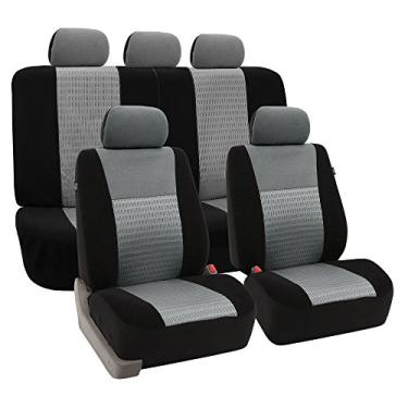 Imagem de Capas de assento de carro FH Group FH-FB060115 cinza / preto, compatível com airbag e banco dividido FH1002 antiderrapante - serve para a maioria dos carros, caminhões, SUV ou van
