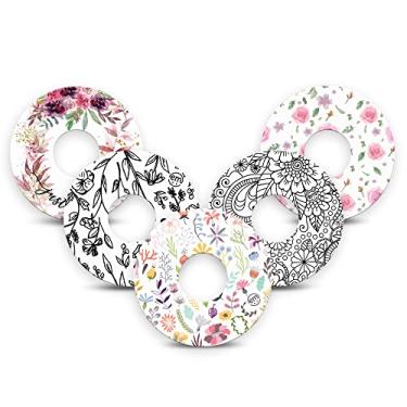 Imagem de ExpressionMed - Adesivos para Libre 3 e Libre 3 Plus (pacote com 5) - Feito nos EUA, impermeável, não desfia, fitas de sensor CGM pré-cortadas (flores da primavera)