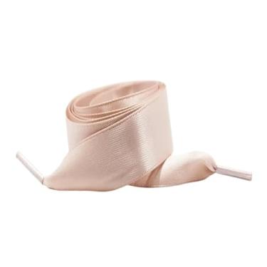 Imagem de Silk Satin Ribbon Shoelaces Width Flat Shoelace Boots Sneakers Colourful Laces For Shoes Accesories (Color : Flesh pink, Size : 120cm)