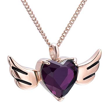 Imagem de YTIYT Colar de cinzas colares de urna para cinzas cremação asa de anjo coração urna colar de cinzas suporte lembrança, Aço inoxidável, não conhecido