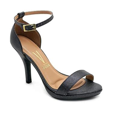Imagem de Sandália Feminina Glitter 6210.655 Vizzano Festa Confortável Cor:Preto;Tamanho:39;Genero:Feminino