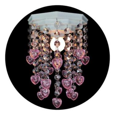 Imagem de Lustre Corações Rosa Decoração para Quarto de Bebê Menina Luminária co