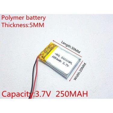 Imagem de Bateria 502030 5mmx20mmx30mm 250mah 2 fios - bgb