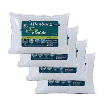 Imagem de Kit 4 Travesseiros Suporte Firme Anti Alérgico Sono E Saúde Altenburg 