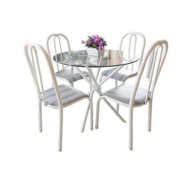 Imagem de Conjunto Mesa de cozinha Sala de Jantar Monik redonda 90cm Vidro incol