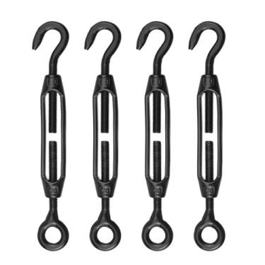 Imagem de Antrader Esticador de gancho e olhal M4, 4 peças, aço inoxidável M4, tensão, corda de fio, tensão, M4, aço inoxidável, preto