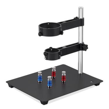 Imagem de Consfly Suporte de pistola de ar quente, dois suportes flexíveis, placa de base de aço inoxidável, braçadeira de pistola de mão de aquecimento de ar para bancada de solda de retrabalho de placa de