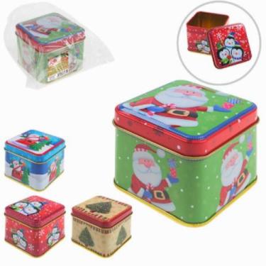 Imagem de Kit Latinhas Natal Alto Relevo Decorada 04 Lembrancinhas Top - Decoral