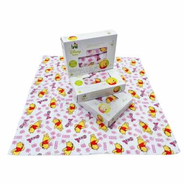 Imagem de Fralda De Pano 70x70cm Ursinho Pooh Disney - Caixa Com 5 - Dugu, Rosa