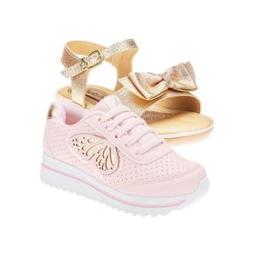 Imagem de Tenis Infantil Escolar e Sandália Menina - KIT 2 PARES Tam 24 ao 34 - 