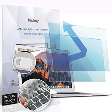 Imagem de Homy Protetor de tela compatível para MacBook Air de 13 polegadas + capa de teclado ultrafina TPU + capa deslizante de webcam antiespionagem., Azul, 2017 or Earlier / Eyes Protection