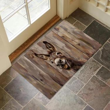 Imagem de VANZEV Tapete de porta interno burro para entrada, 43 x 75 cm, capacho engraçado de animais de fazenda para decoração de casa, tapete antiderrapante para sala de estar, cozinha, quarto, presentes para