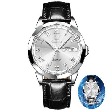 Imagem de Relógio OLEVS Masculino de Couro - Analógico, de Quartzo e à Prova d'Á