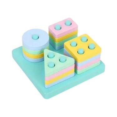 Imagem de Blocos de Madeira Montessori Coloridos e Chocalhos Musicais Educativos