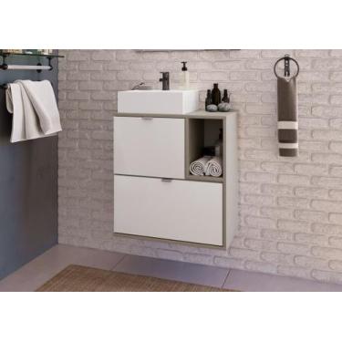 Imagem de Gabinete para Banheiro com Cuba Nordic 58cm Argento/Branco Móveis Bosi