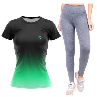 Imagem de Kit Camiseta Fitness Feminina Academia Calça Legging Leg Caminhada Lis