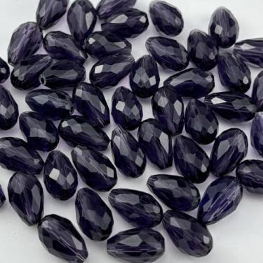 Imagem de YUEXIGO 200 peças de contas de cristal de gota de 3 x 5 mm para fabricação de joias, contas espaçadoras de vidro em forma de gota com furo vertical facetado para sinos de vento, pulseira, brinco