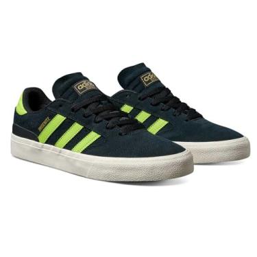 Imagem de adidas Tênis de skate masculino Busenitz Vulc II, Core Black/Solar Slime/Dourado Metálico, 46