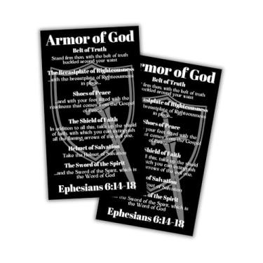 Imagem de Full Armour of God Bible Verse Wallet Cards 30pk 8.9x5.1 cm Pocket Kids Hand Out Sword and Shield Minimalista Efésios 6:14-18 Cavaleiro Templário