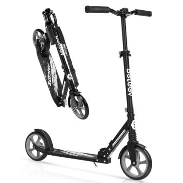Imagem de BELEEV Scooters V5 para crianças a partir de 6 anos, scooter dobrável, 2 rodas para adultos e adolescentes, 4 guidões ajustáveis, rodas grandes de 230 mm, scooter esportiva leve, até 99,8 kg (preto