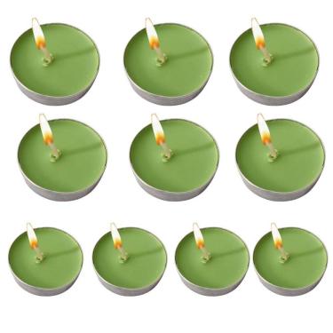 Imagem de Kit 10 Velas Verde Rechaud Parafina Decoração