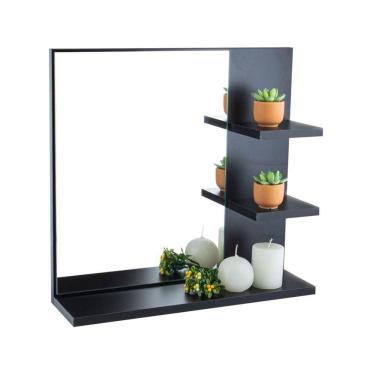 Imagem de Espelho Para Banheiro Com Armário Preto Viena 45Cm