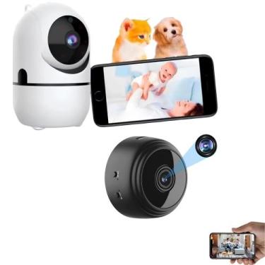 Imagem de Kit Segurança - Mini Câmera Espiã Wi-Fi A9 + Babá Eletrônica Câmera Wi