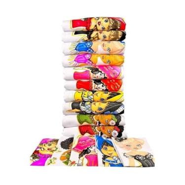 Imagem de Kit 10 Pano de Prato Bonequinha Mista 70x45cm Saia de Crochê