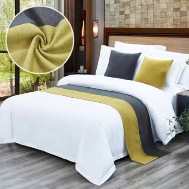 Imagem de Cachecol de cama de hotel luxuoso decoração de cama moderna de dois tons toalha de cauda de cama sem desbotamento cachecol macio para cama de solteiro queen size - verde | 1 fronha 19,7 x 19,7