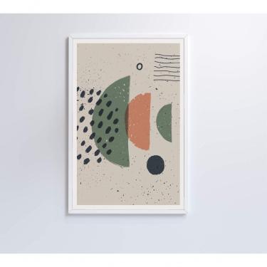 Imagem de Quadro Abstrato Círculo, Pontos E Meia Lua 60x40 Cm Vidro Impresso