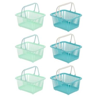 Imagem de PATIKIL 6 peças de cesta pequena de plástico, mini cesta de armazenamento de mercearia pequenas cestas de compras com alças organizador de água filtrada para organizar brinquedos, ovos, frutas