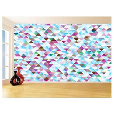Imagem de Papel De Parede Geométrico Triângulo Azul Rosa 3,5M Gmt18 - Você Decor
