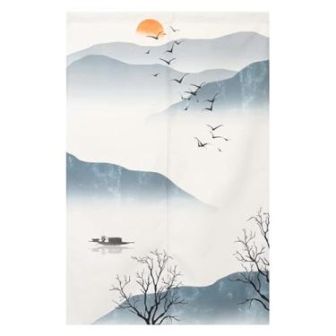 Imagem de Divisor de quarto japonês janela de porta mosca linho privacidade cortinas curtas de cozinha para portas cozinhas gansos naturais 75 x 90 cm