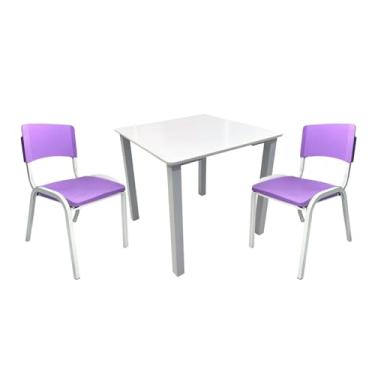 Imagem de Ecom Home - Conjunto Mesa Infantil com 2 Cadeiras Roxa Atividades Recreação Escolas Creches